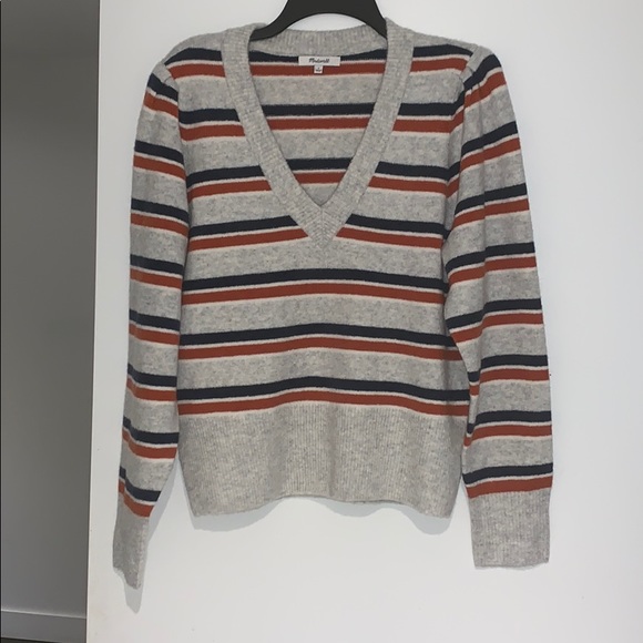Madewell V-Neck Striped Soft Sweater - Picture 4 of 7